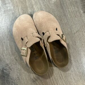 Birkenstock Kids Suede Beige Slippers